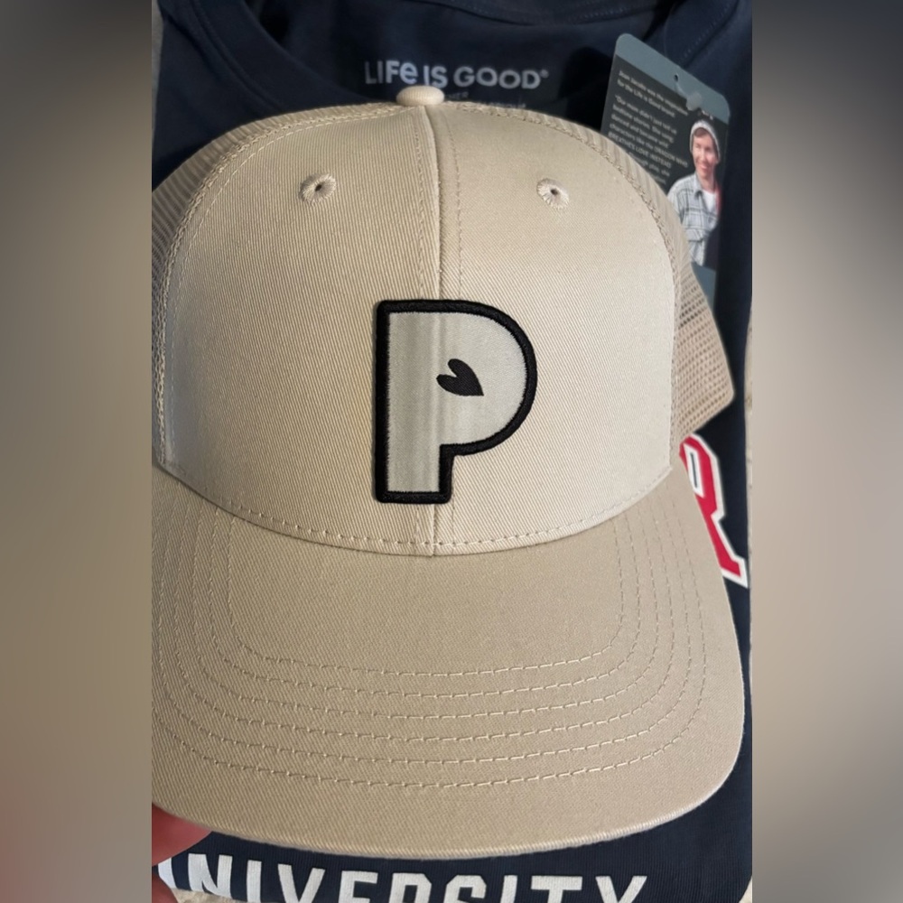 Playmaker University Graphic Tee with Hat- Navy with Multicolor Crest- Large